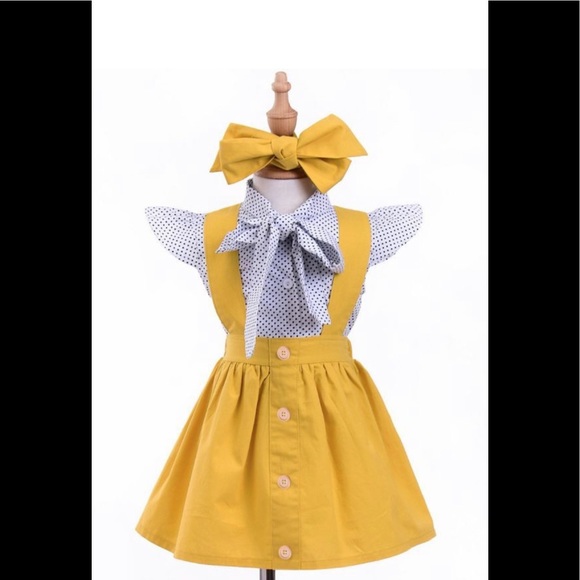 Cap Sleeve Top and Yellow Suspender Skirt sz 9mth - Picture 3 of 4